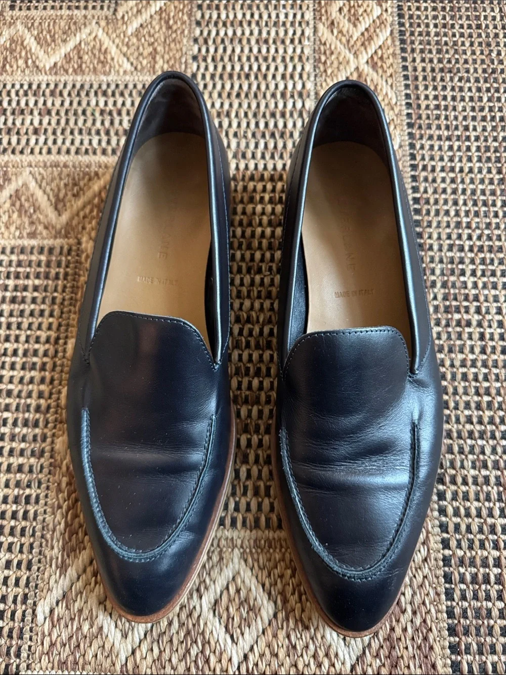 EVERLANE The Modern Pointed Toe Italian Leather Loafers Black Size 8